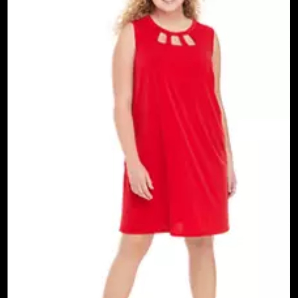 8/$20 AGB Solid Cut Out A Line Dress medium NWT pockets poly/spandex